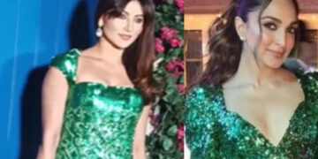 All That Shimmers is Our Gold: Actresses Urvashi Rautela and Kiara Advani dress alike in Shimmer dress - Who's Green is the Win?