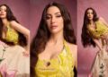 Giorgia Andriani Is A Sight To Behold As She Stuns In A Ivory Hand Painted Lehenga with Bird Blouse Worth Rs 65,000
