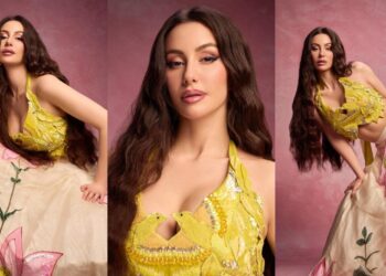 Giorgia Andriani Is A Sight To Behold As She Stuns In A Ivory Hand Painted Lehenga with Bird Blouse Worth Rs 65,000