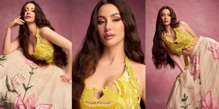 Giorgia Andriani Is A Sight To Behold As She Stuns In A Ivory Hand Painted Lehenga with Bird Blouse Worth Rs 65,000